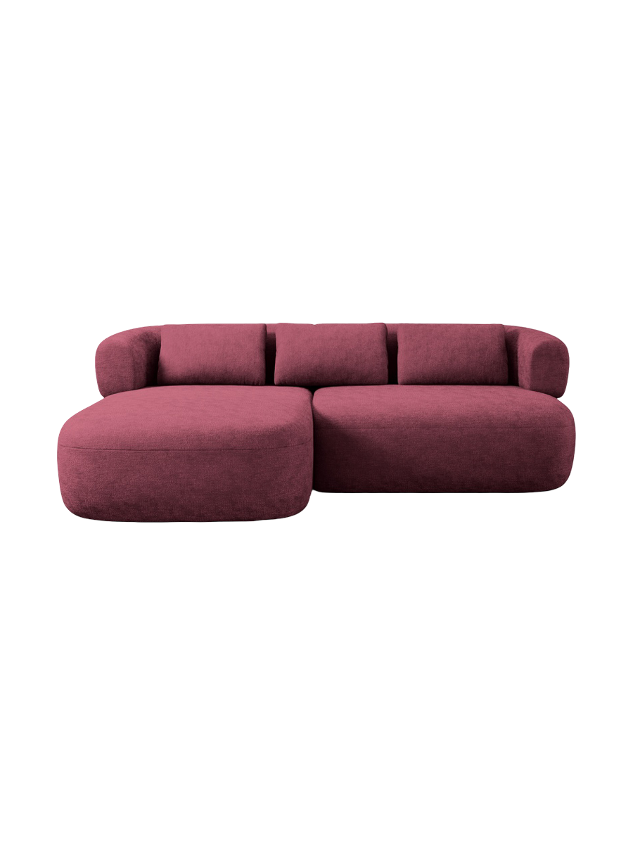 
3-Seater Designer Corner Sofa "Estro" - Chenille Cherry / Left corner section