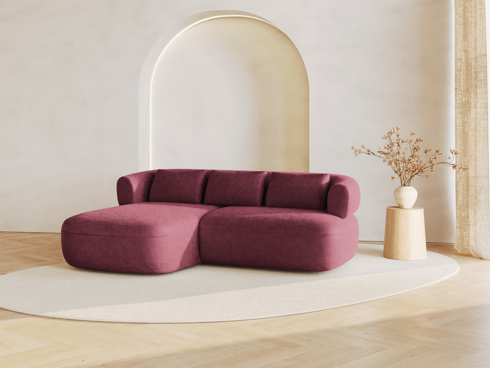 
3-Seater Designer Corner Sofa "Estro" - Chenille Cherry / Left corner section