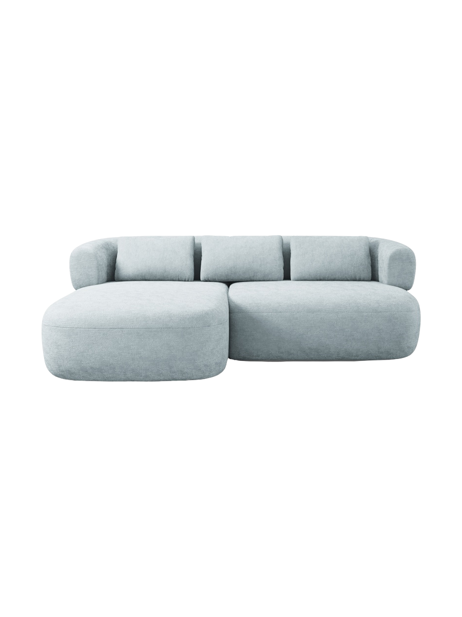 
3-Seater Designer Corner Sofa "Estro" - Chenille Light Blue / Left corner section