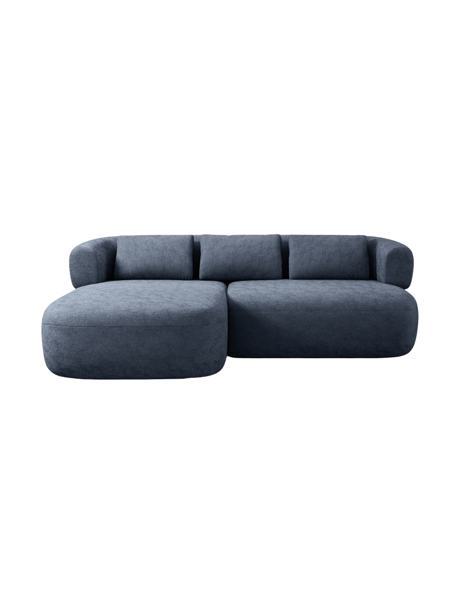 
3-Seater Designer Corner Sofa "Estro" - Chenille Dark Blue / Left corner section