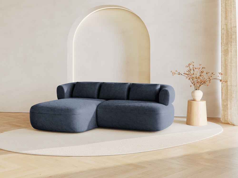 
3-Seater Designer Corner Sofa "Estro" - Chenille Dark Blue / Left corner section