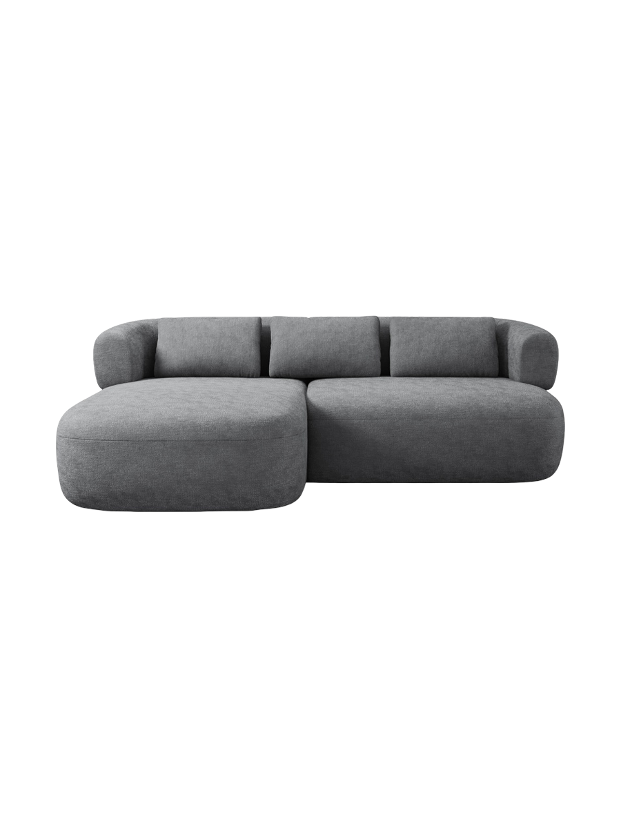 
3-Seater Designer Corner Sofa "Estro" - Chenille Dark Grey / Left corner section