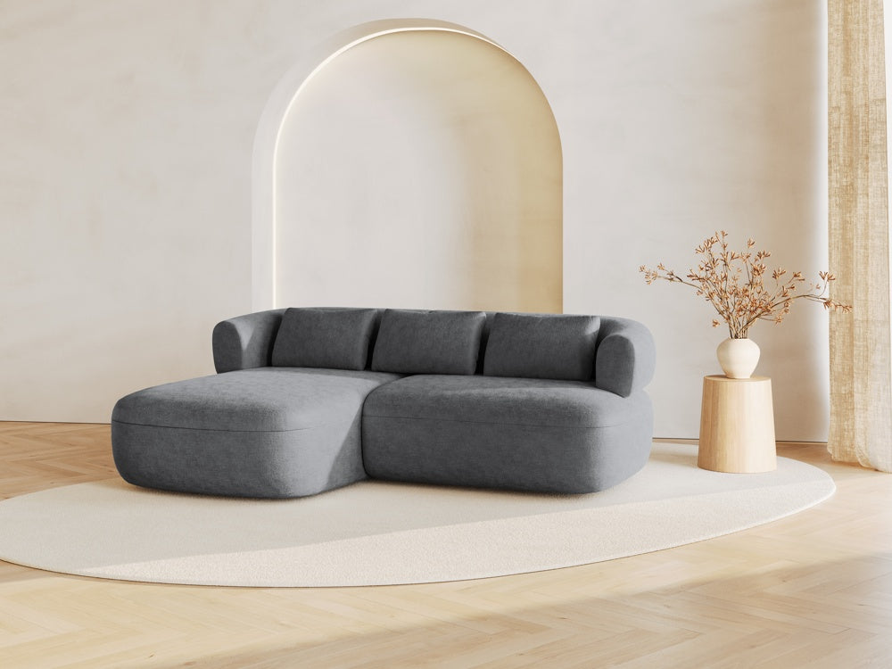 
3-Seater Designer Corner Sofa "Estro" - Chenille Dark Grey / Left corner section