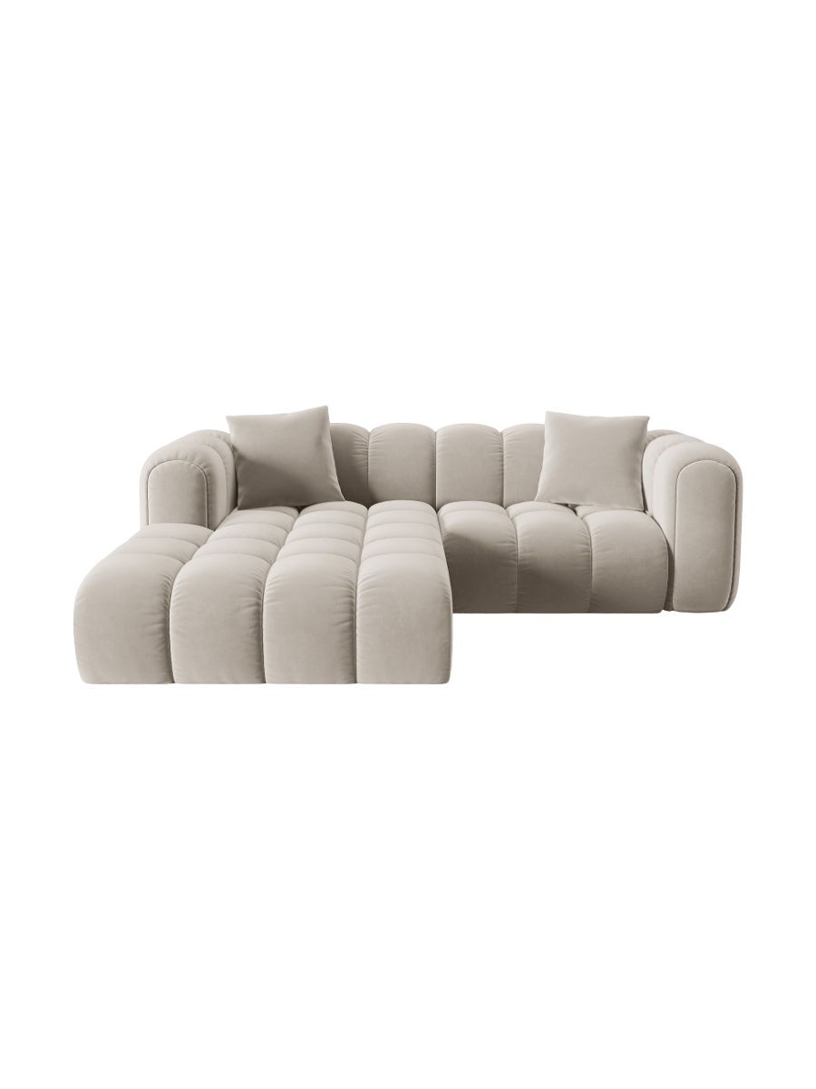 
3-seater designer corner sofa "Arden" - Velvet Ecru / Left corner section
