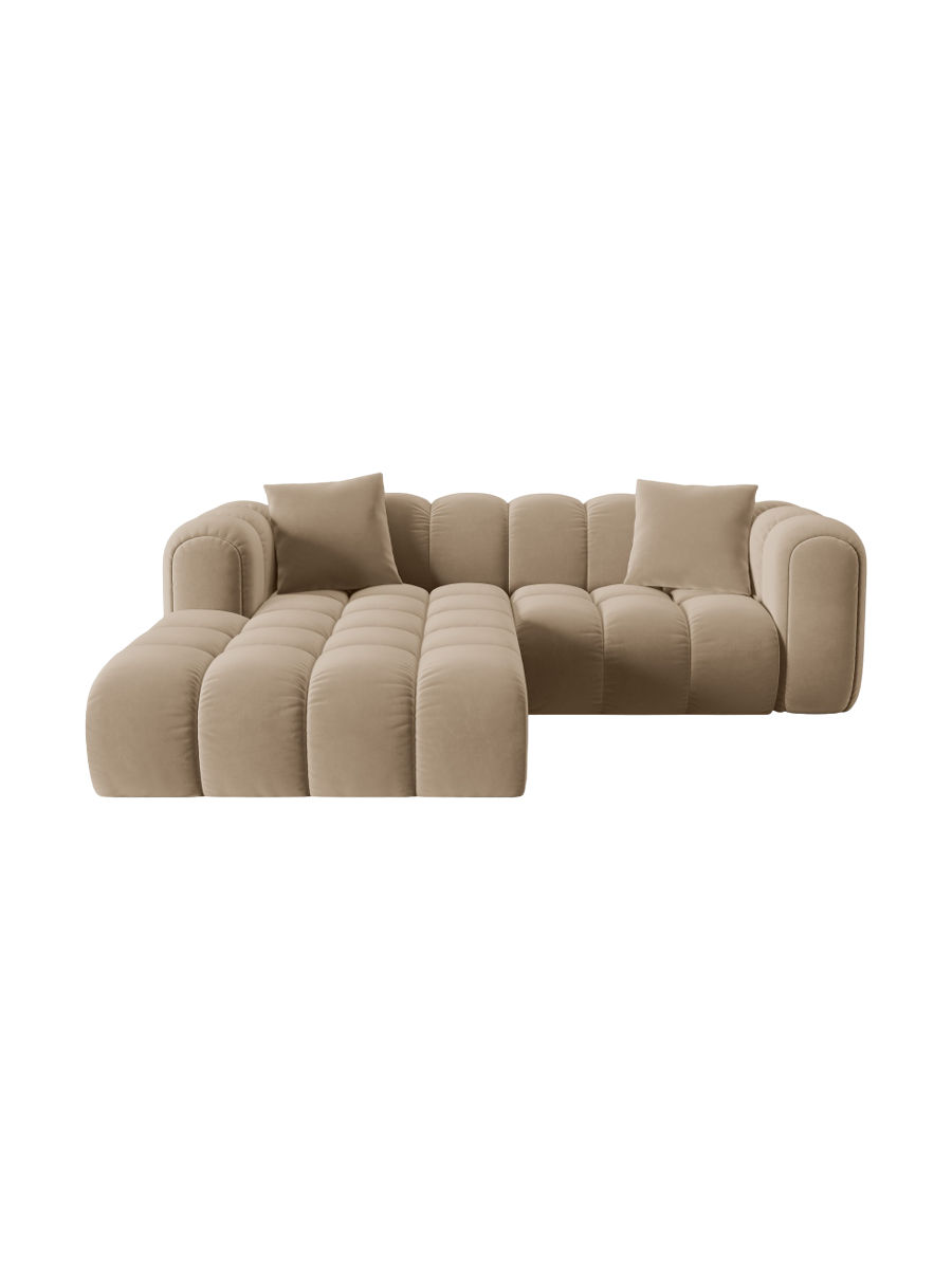 
3-seater designer corner sofa "Arden" - Velvet Sand / Left corner section