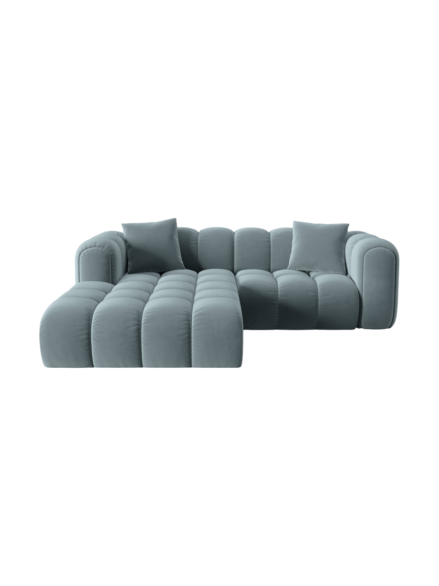 
3-seater designer corner sofa "Arden" - Velvet Light Blue / Left corner section