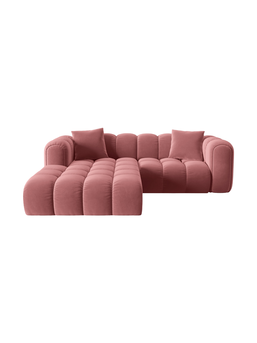 
3-seater designer corner sofa "Arden" - Velvet Flamingo Pink / Left corner section