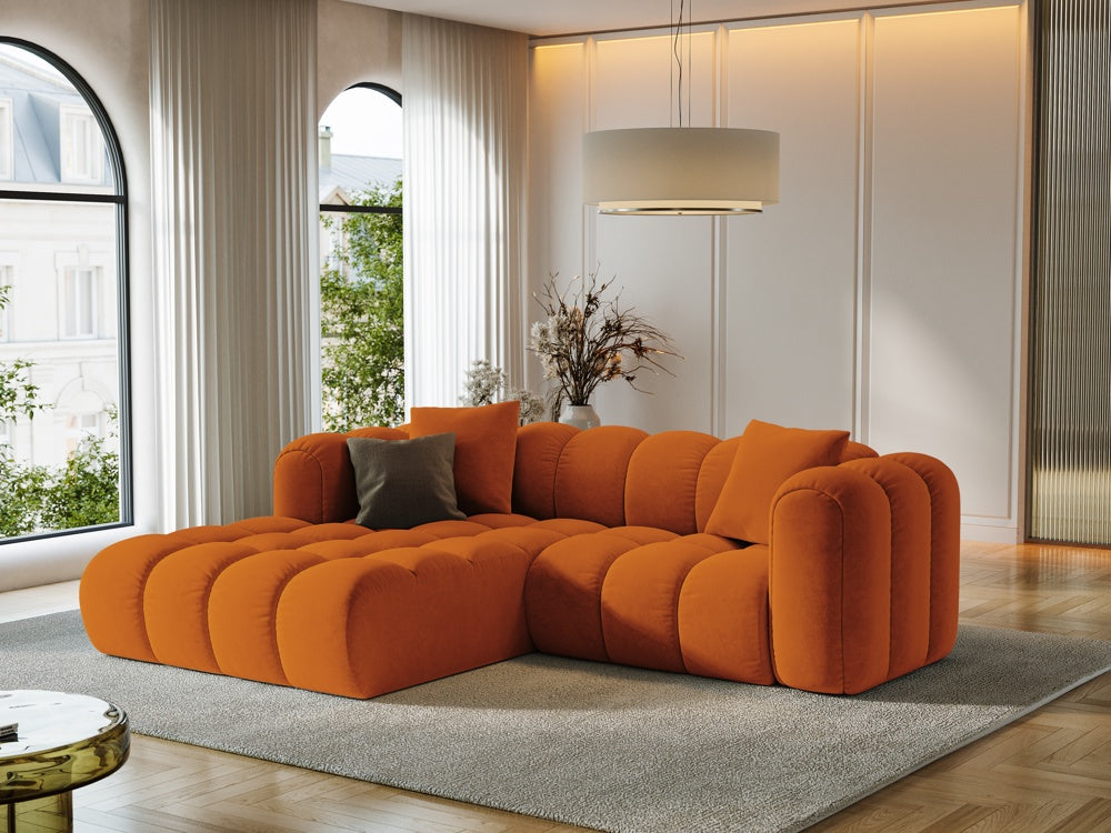 
3-seater designer corner sofa "Arden" - Velvet Terracotta / Left corner section
