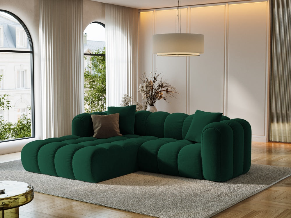 
3-seater designer corner sofa "Arden" - Velvet Bottle Green / Left corner section