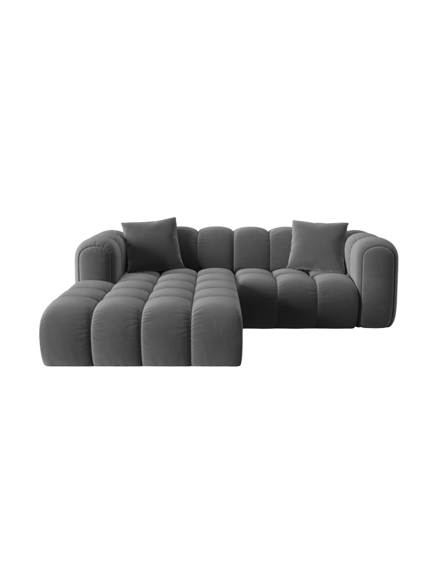 
3-seater designer corner sofa "Arden" - Velvet Grey / Left corner section