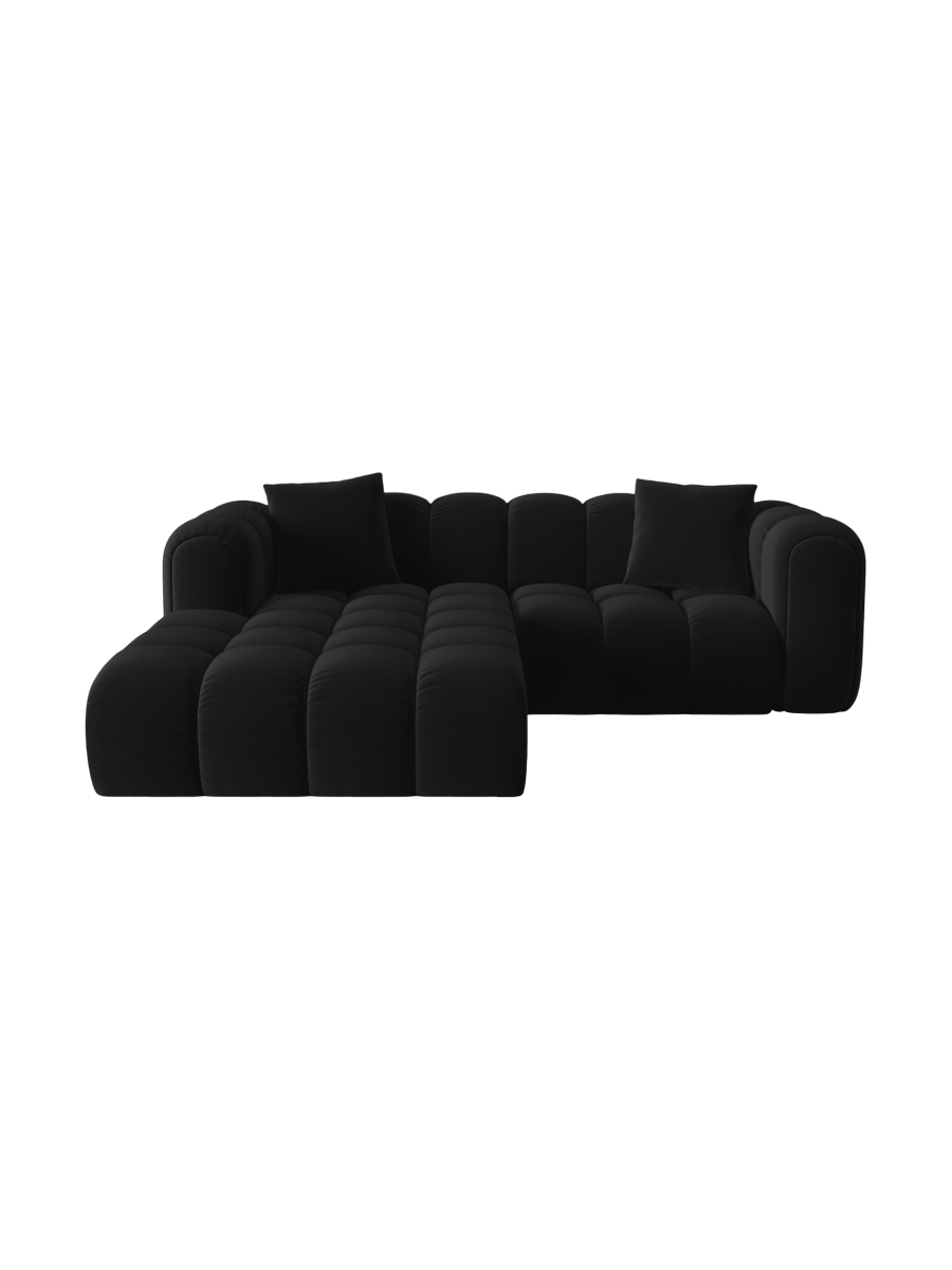 
3-seater designer corner sofa "Arden" - Velvet Black / Left corner section