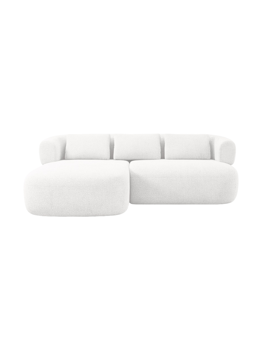 
3-Seater Designer Corner Sofa "Estro" - Bouclé Ivory / Left corner section