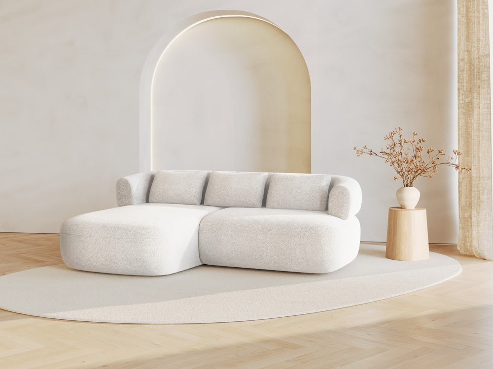 
3-Seater Designer Corner Sofa "Estro" - Bouclé Ivory / Left corner section