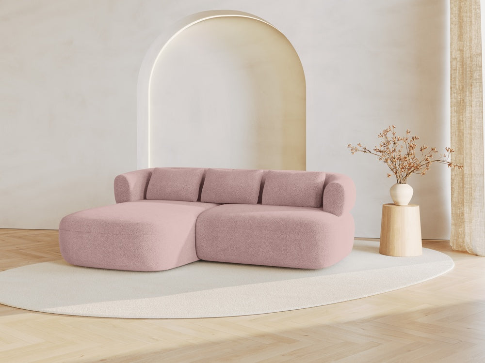 
3-Seater Designer Corner Sofa "Estro" - Bouclé Powder Pink / Left corner section