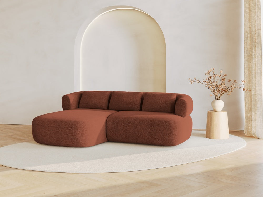 
3-Seater Designer Corner Sofa "Estro" - Bouclé Brick / Left corner section