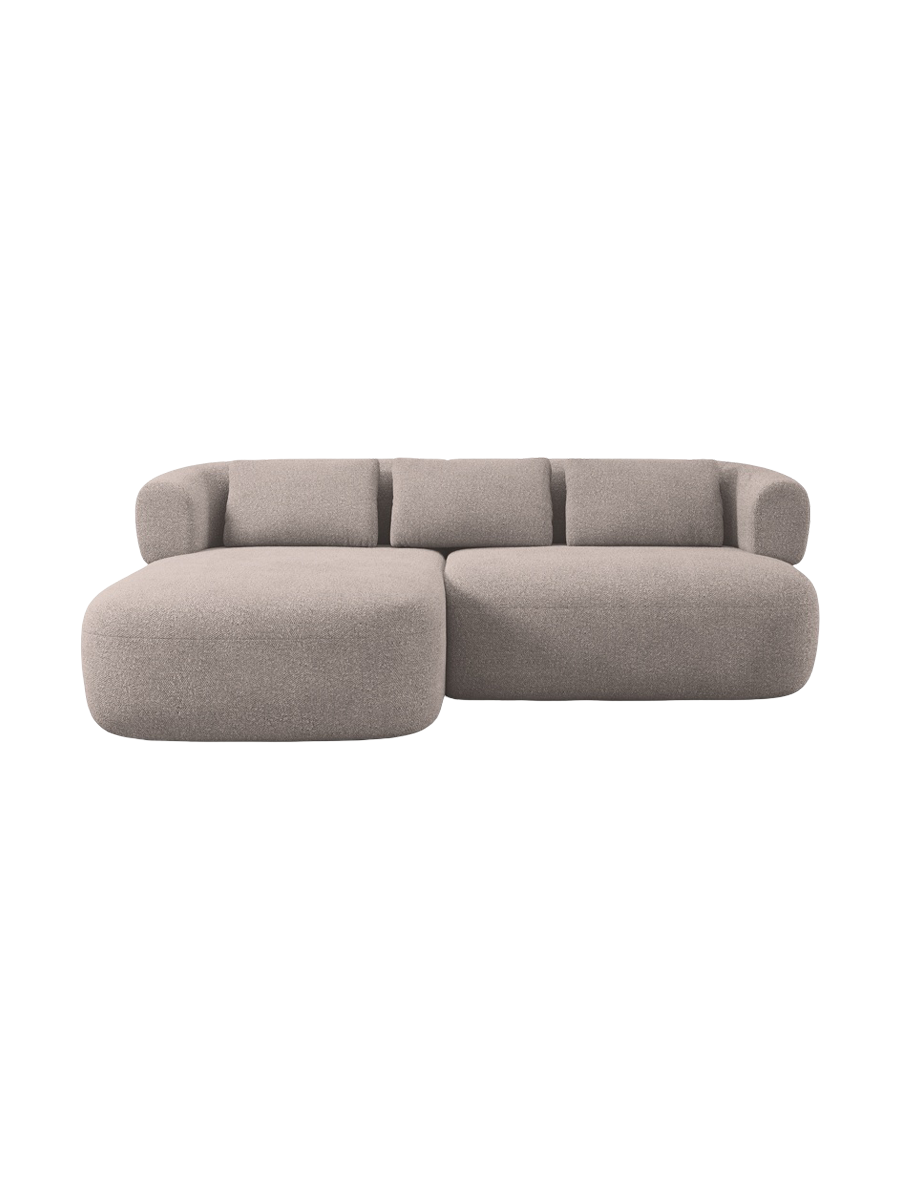 
3-Seater Designer Corner Sofa "Estro" - Bouclé Light Brown / Left corner section