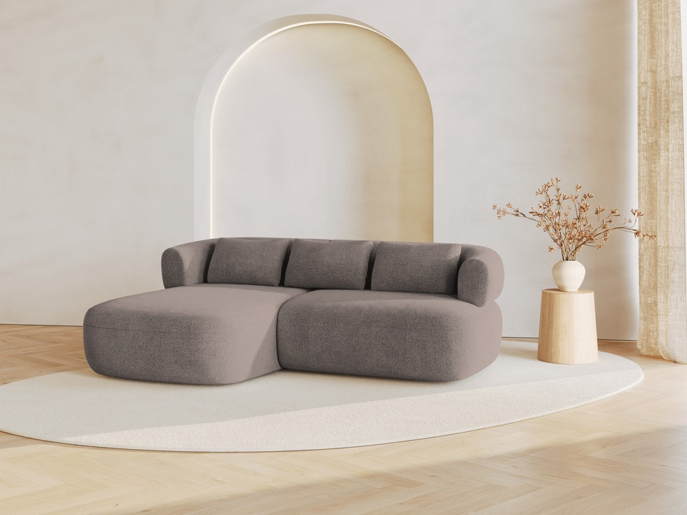 
3-Seater Designer Corner Sofa "Estro" - Bouclé Light Brown / Left corner section