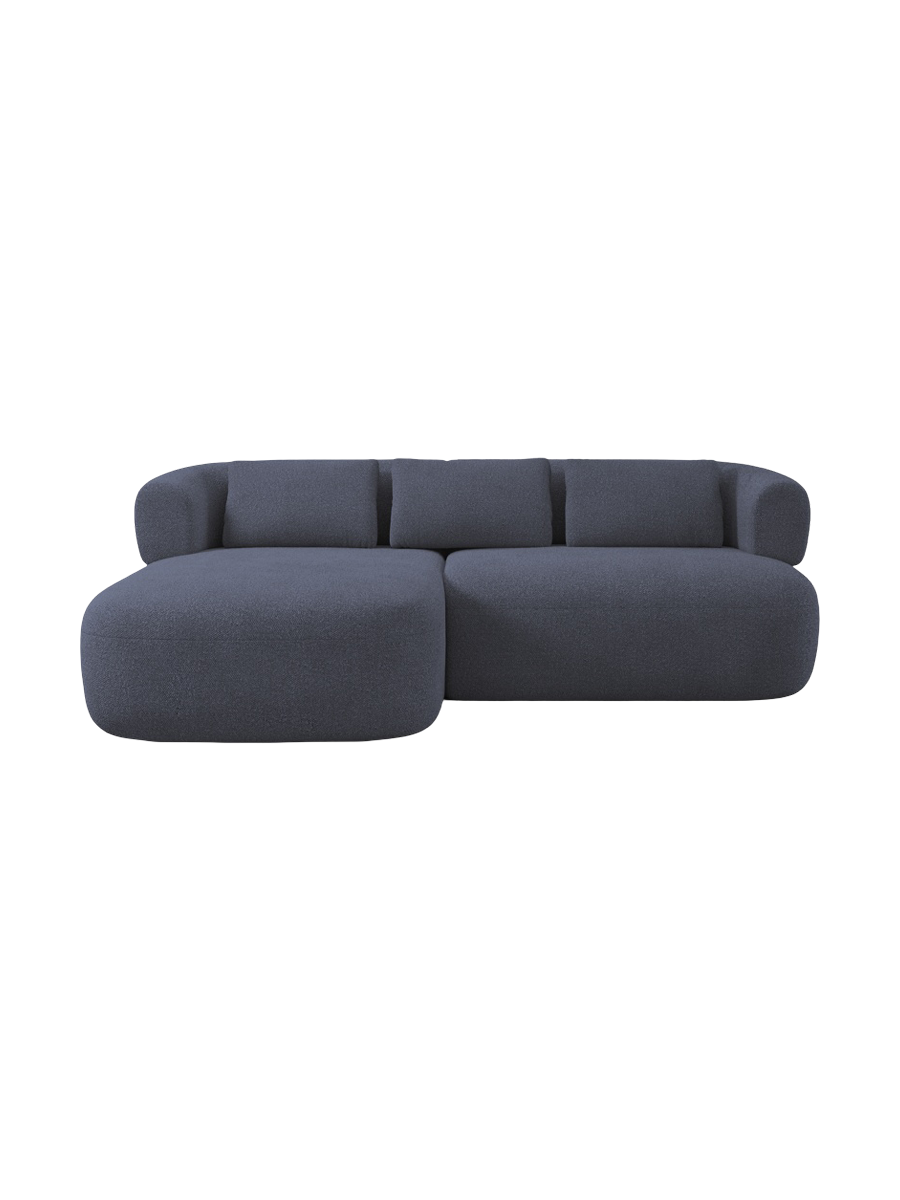
3-Seater Designer Corner Sofa "Estro" - Bouclé Dark Blue / Left corner section