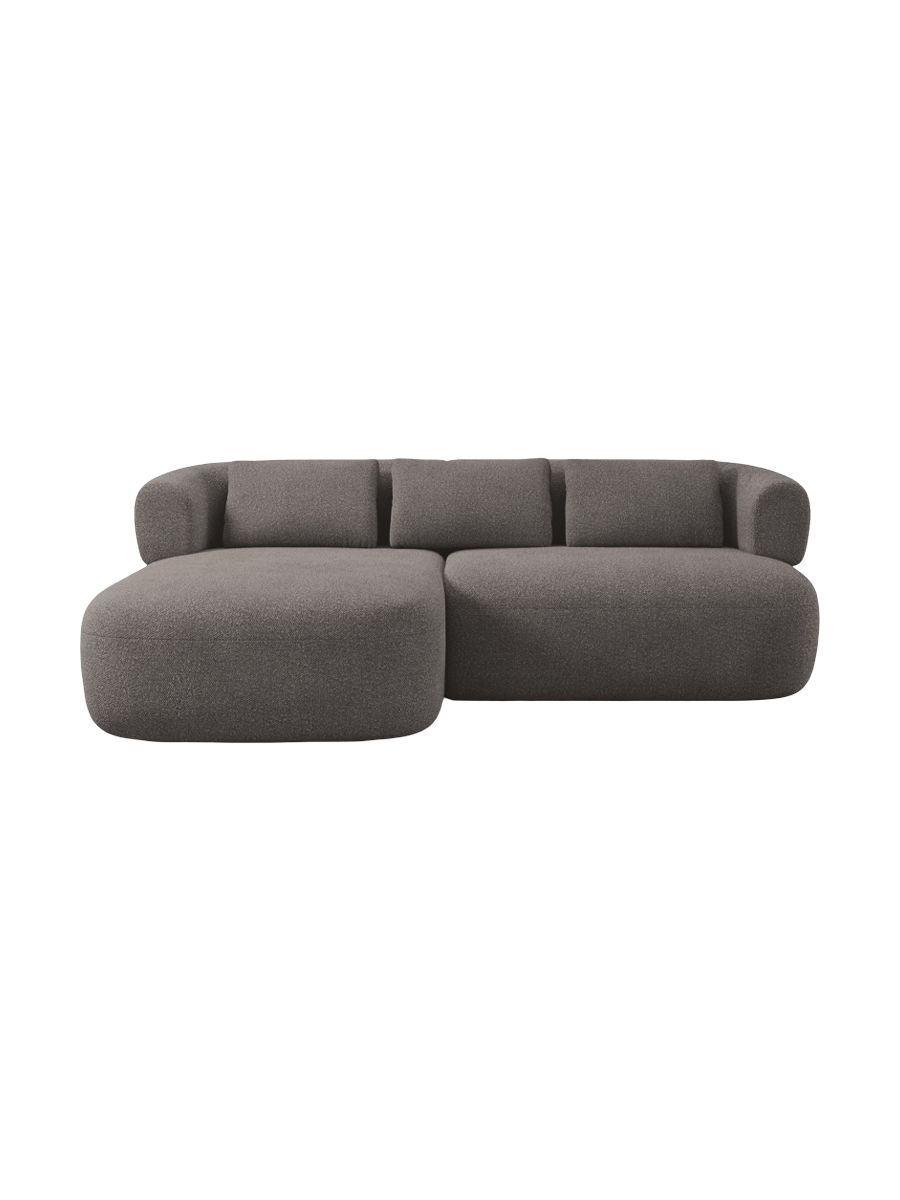 
3-Seater Designer Corner Sofa "Estro" - Bouclé Grey / Left corner section