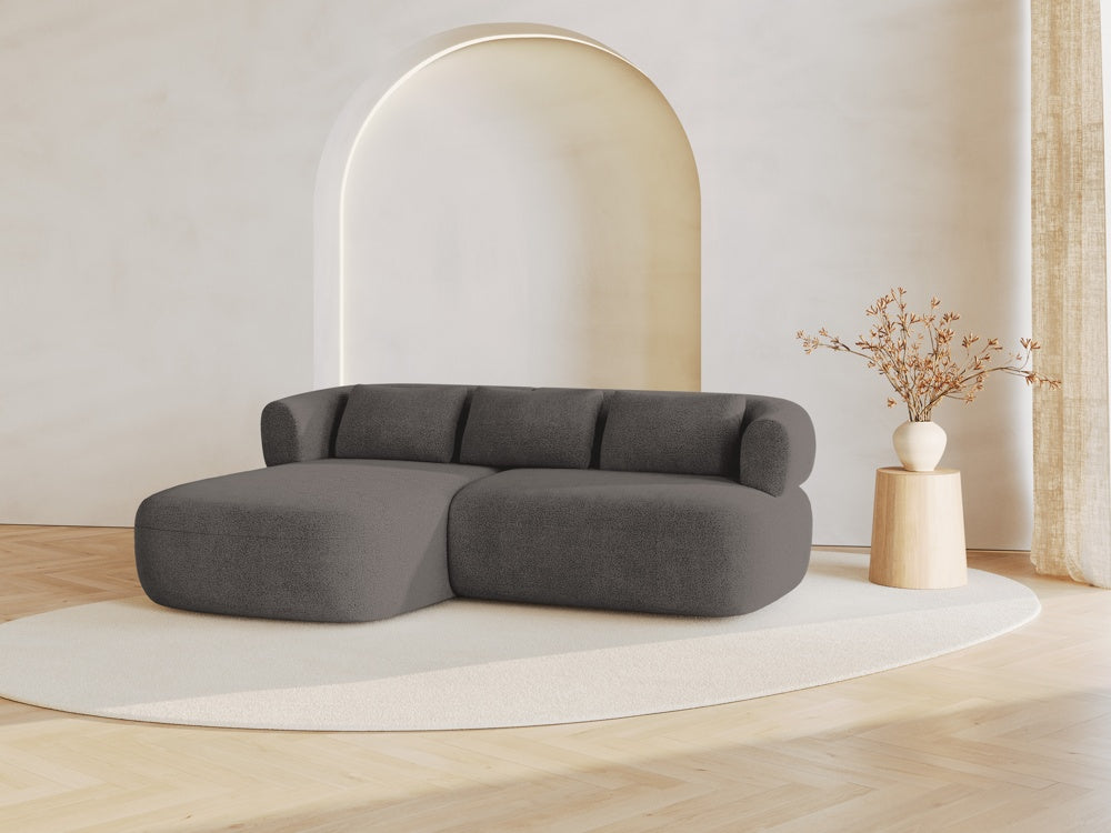 
3-Seater Designer Corner Sofa "Estro" - Bouclé Grey / Left corner section