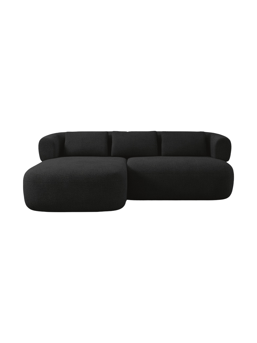 
3-Seater Designer Corner Sofa "Estro" - Black bouclé / Left corner section