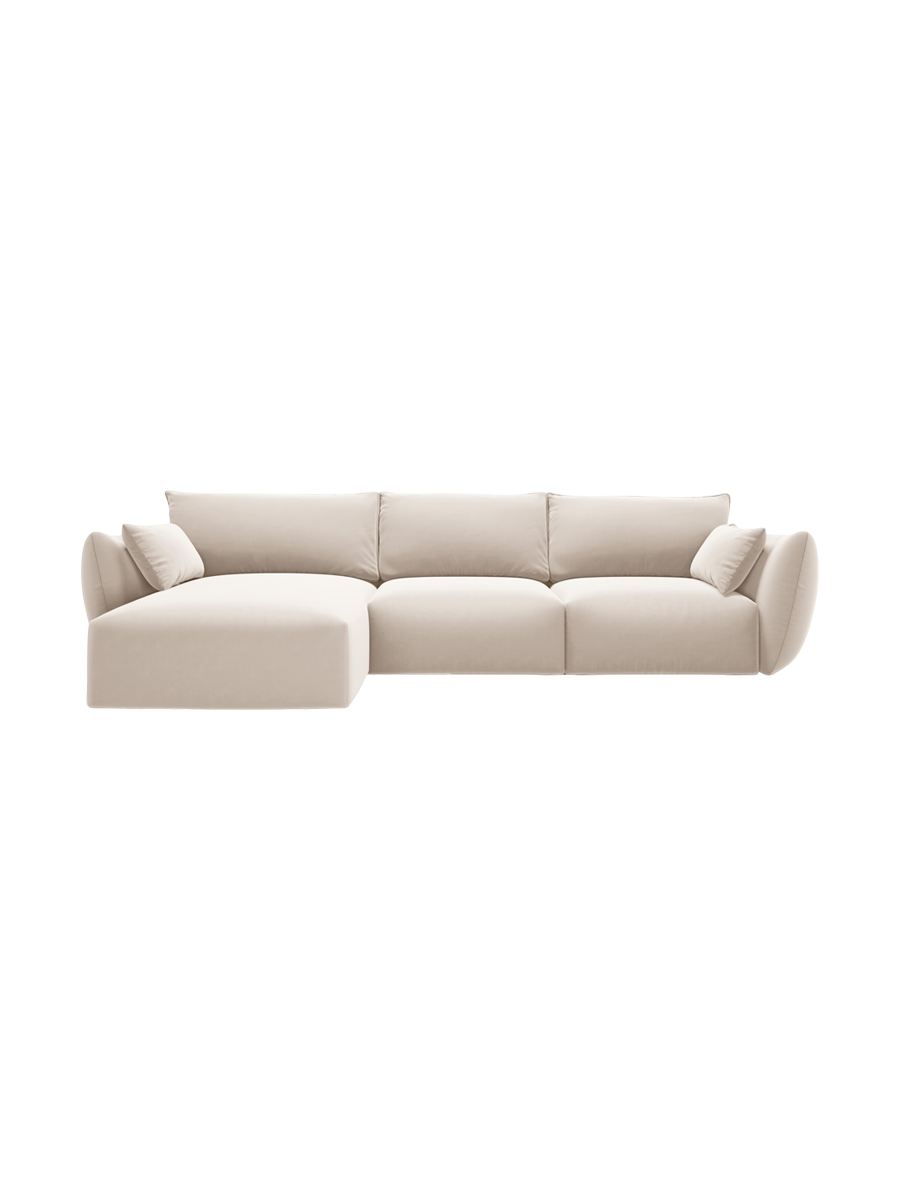 
Canapé d'angle design "Clau" 4 places - Velours Beige / Pièce d'angle gauche