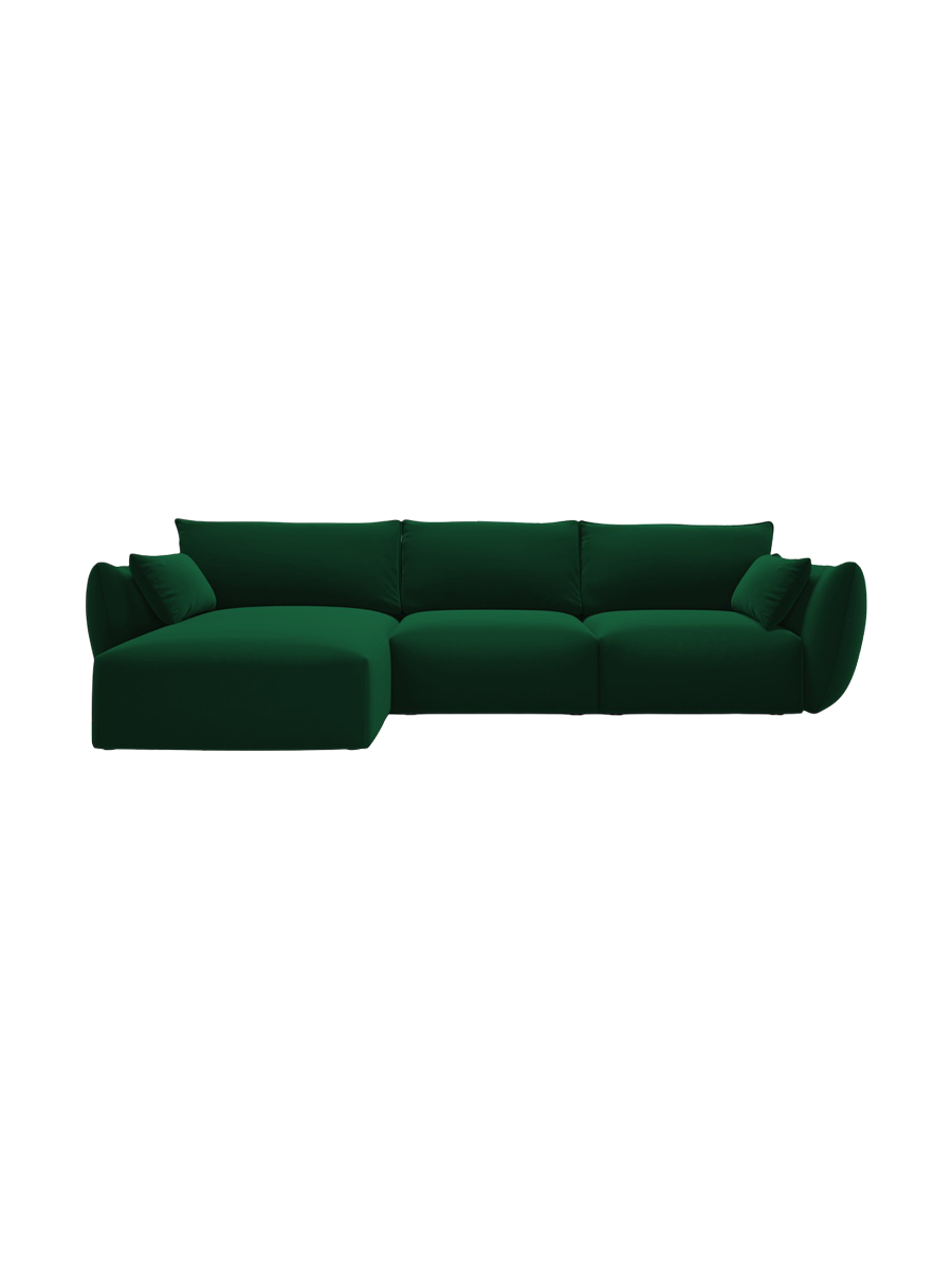 
Canapé d'angle design "Clau" 4 places - Velours vert bouteille / Pièce d'angle gauche