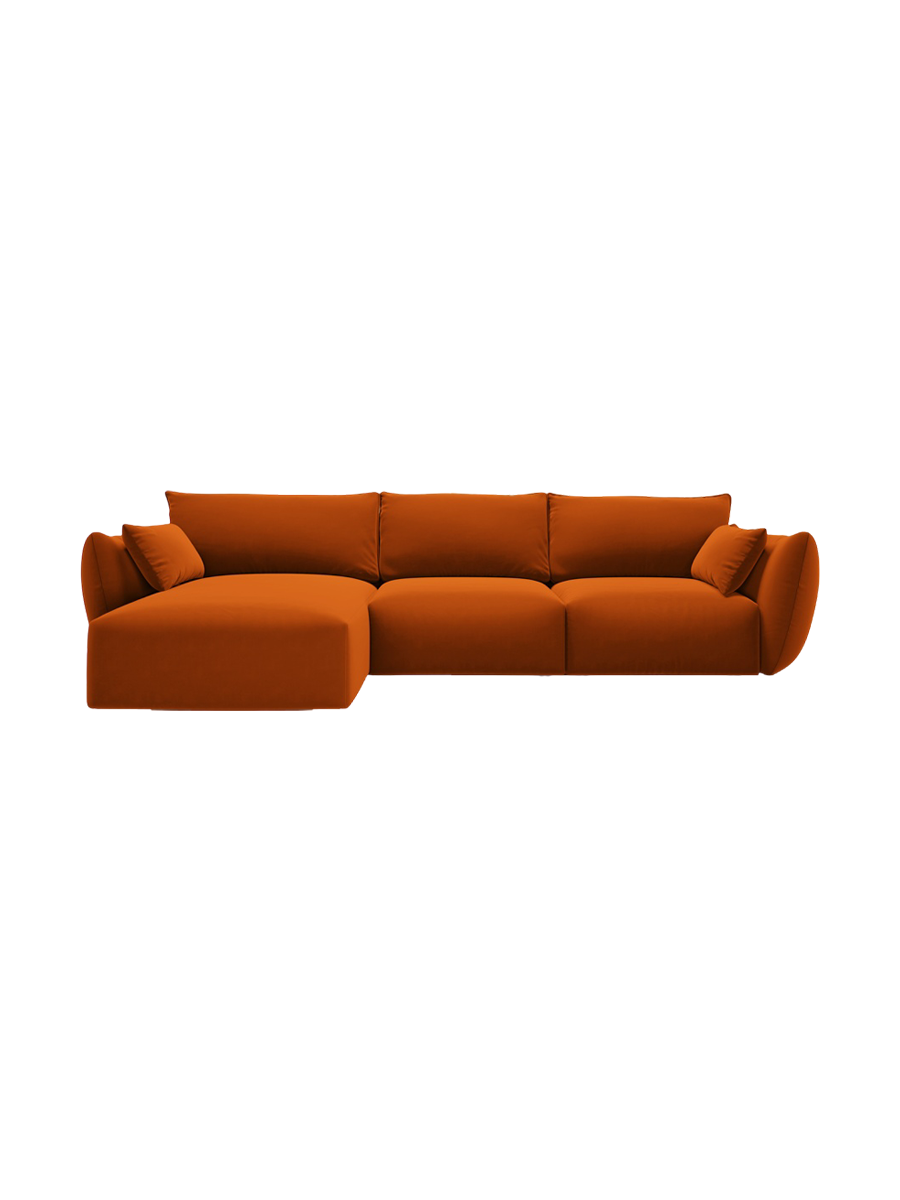
Canapé d'angle design "Clau" 4 places - Velours Terre cuite / Pièce d'angle gauche