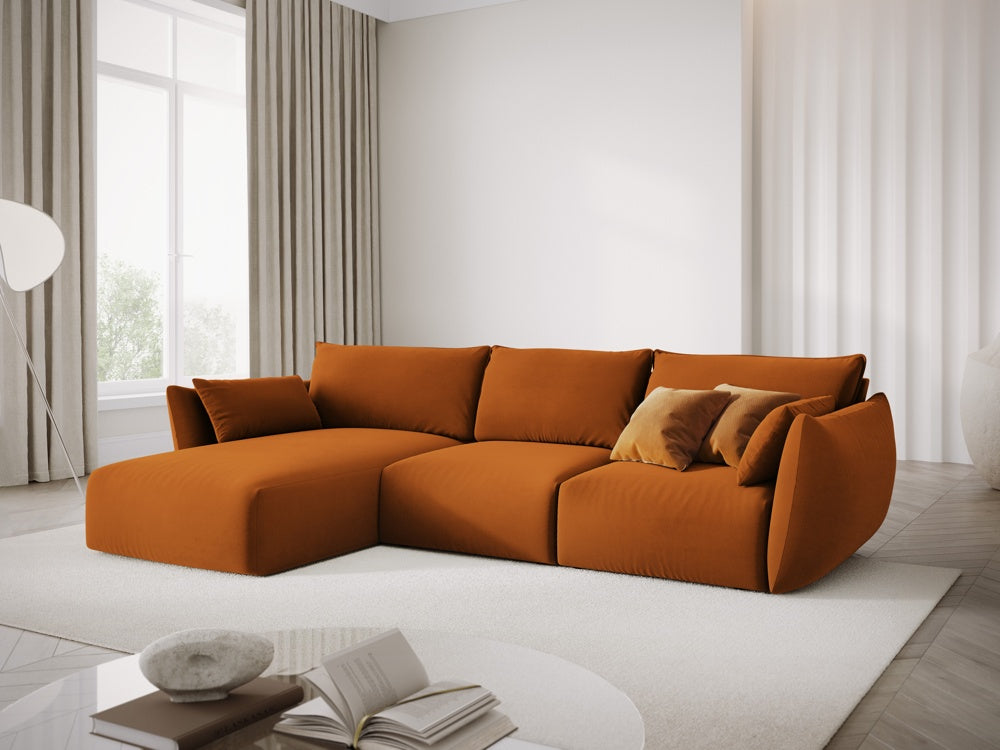 
Canapé d'angle design "Clau" 4 places - Velours Terre cuite / Pièce d'angle gauche