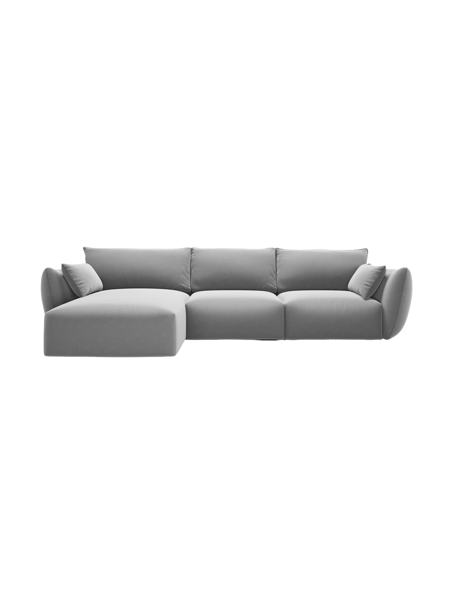 
Canapé d'angle design "Clau" 4 places - Velours Gris / Pièce d'angle gauche
