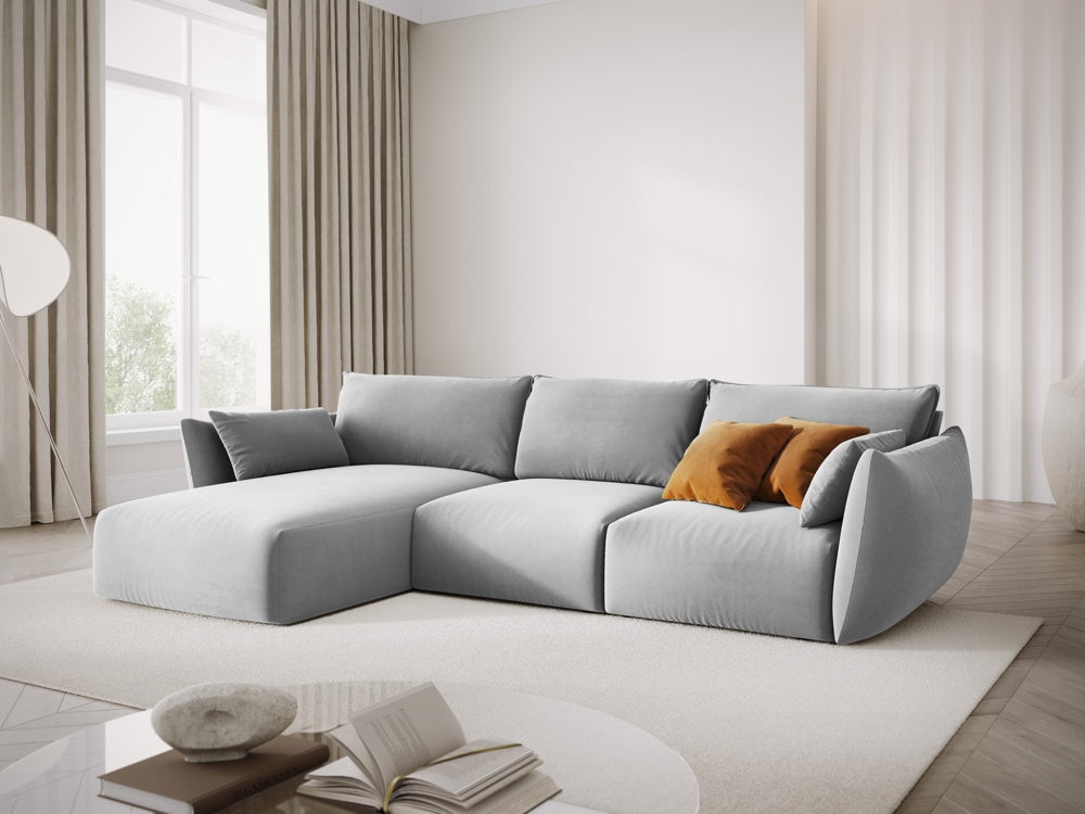
Canapé d'angle design "Clau" 4 places - Velours Gris / Pièce d'angle gauche