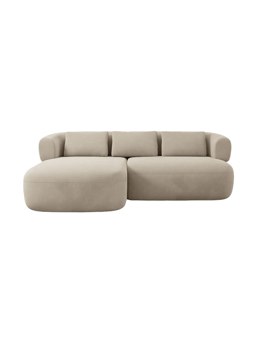 
3-Seater Designer Corner Sofa "Estro" - Velvet Beige / Left corner section