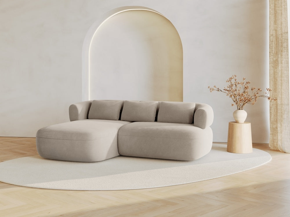 
3-Seater Designer Corner Sofa "Estro" - Velvet Beige / Left corner section