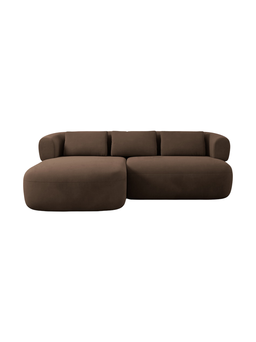 
3-Seater Designer Corner Sofa "Estro" - Velvet Chocolate / Left corner section