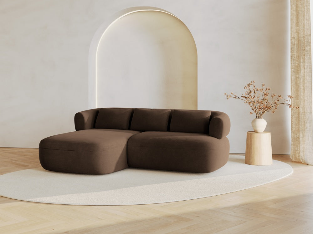 
3-Seater Designer Corner Sofa "Estro" - Velvet Chocolate / Left corner section