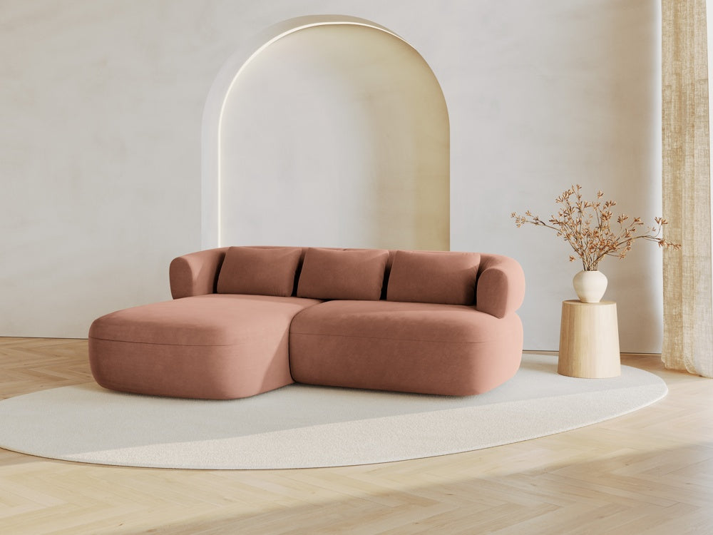 
3-Seater Designer Corner Sofa "Estro" - Velvet Rose / Left corner section