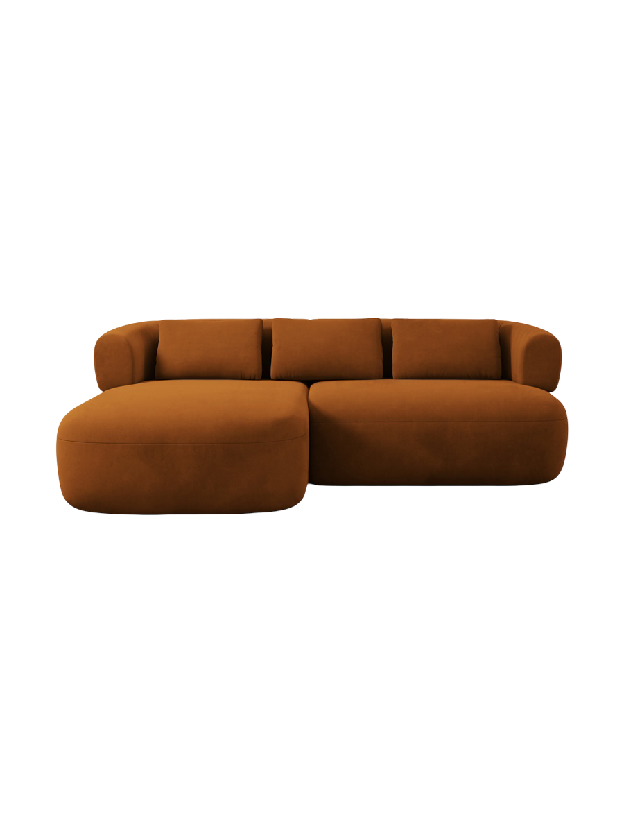 
3-Seater Designer Corner Sofa "Estro" - Velvet Terracotta / Left corner section