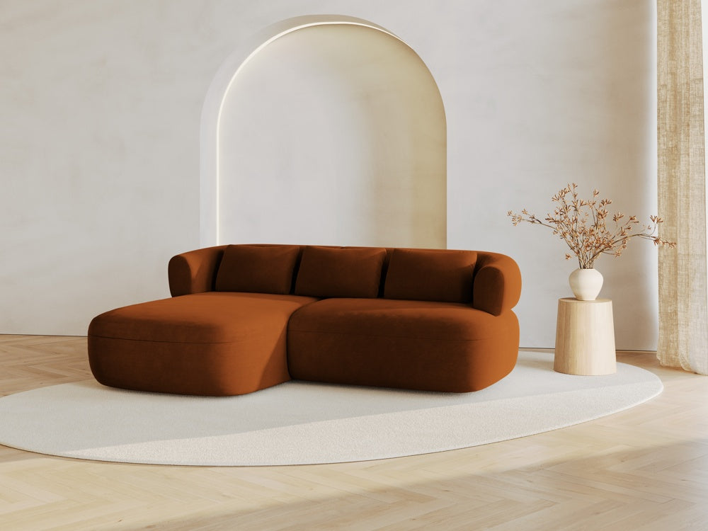 
3-Seater Designer Corner Sofa "Estro" - Velvet Terracotta / Left corner section