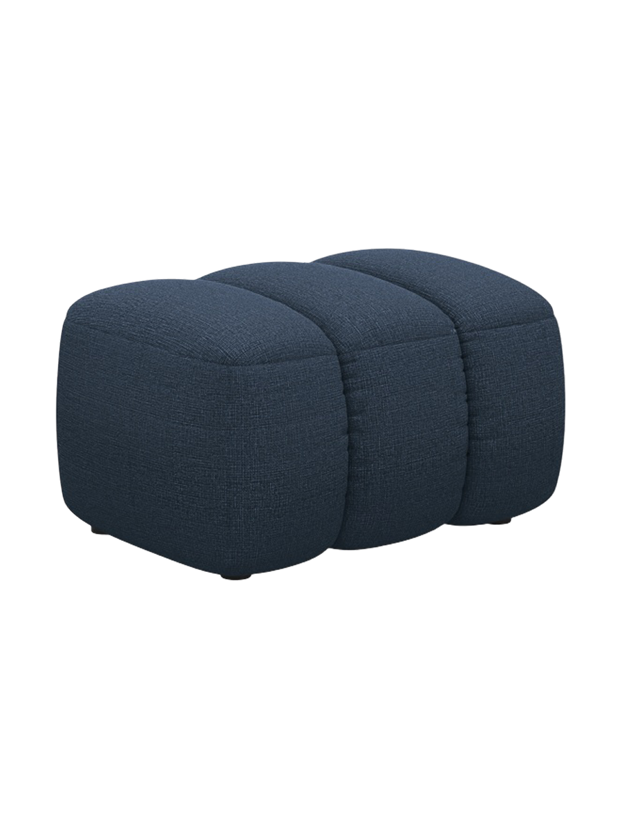 
Designer Ottoman "Kimi" - Structured Fabric Blue