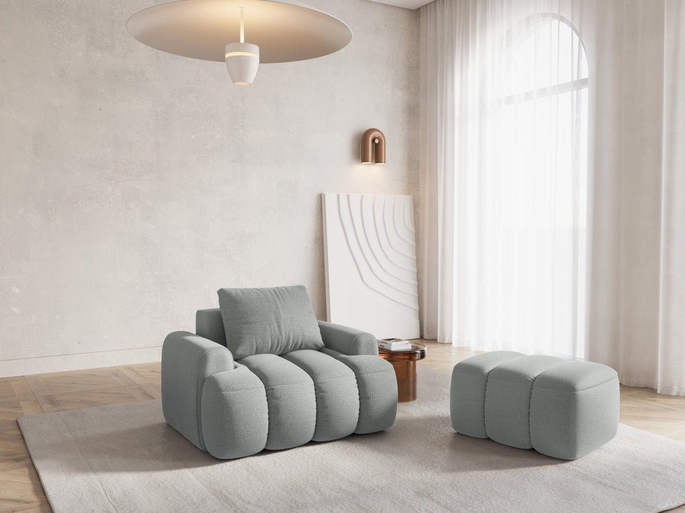 
Designer Ottoman "Kimi" - Structural Fabric Light Grey