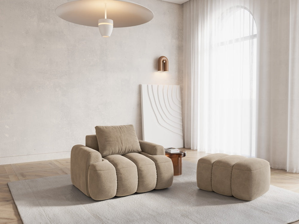 
Designer Ottoman "Kimi" - Velvet Light Beige