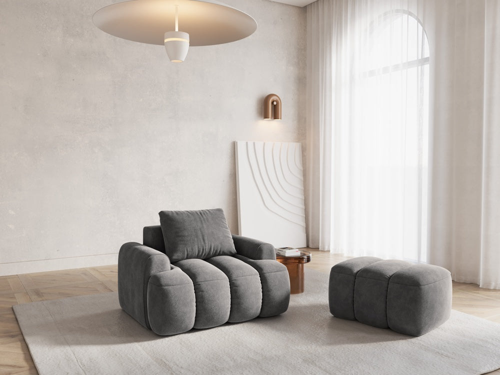 
Designer Ottoman "Kimi" - Velvet Grey