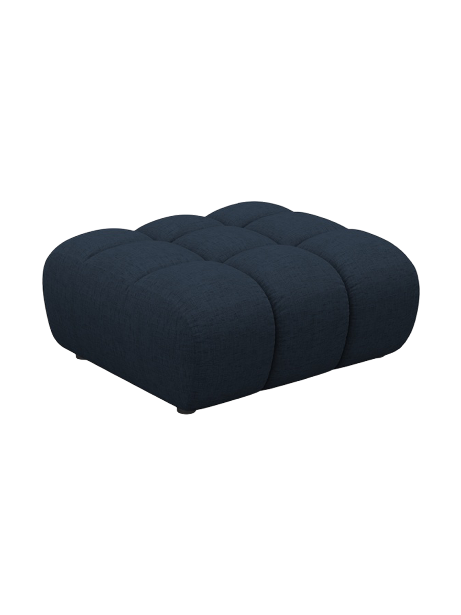 
"Arden" Design Ottoman - Structured Fabric Dark Blue