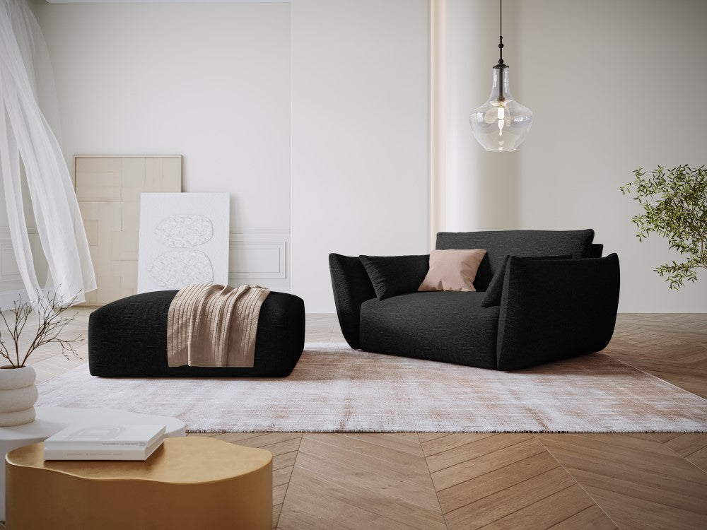 
Pouf design "Clau" - Chenille noire