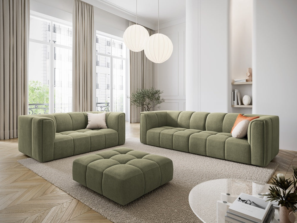
Design Sitzpouf "Adams" - Chenille Olivgrün / 96 x 96 cm
