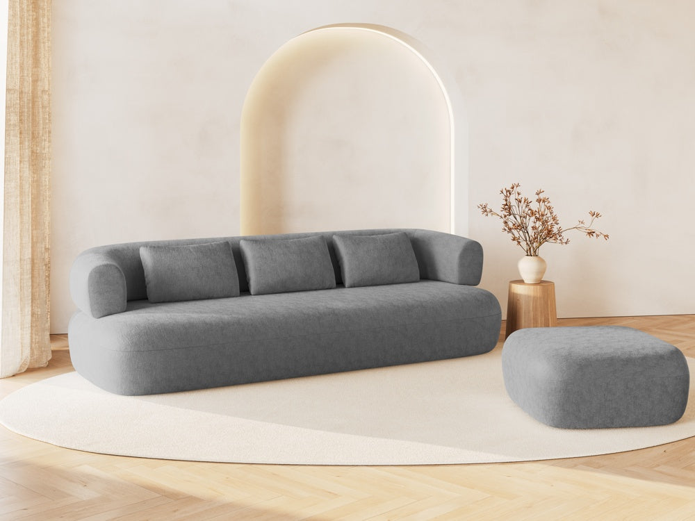 
Designer Ottoman "Estro" - Chenille Silver