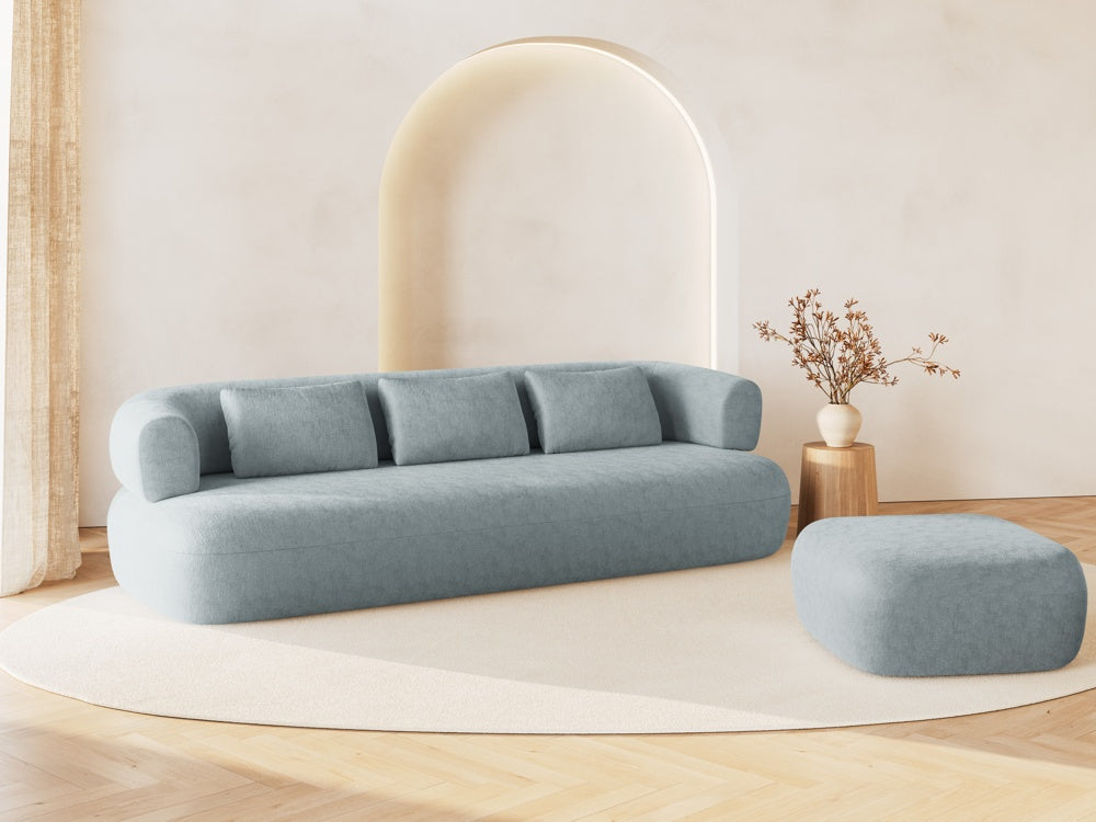 
Designer Ottoman "Estro" - Chenille Light Blue