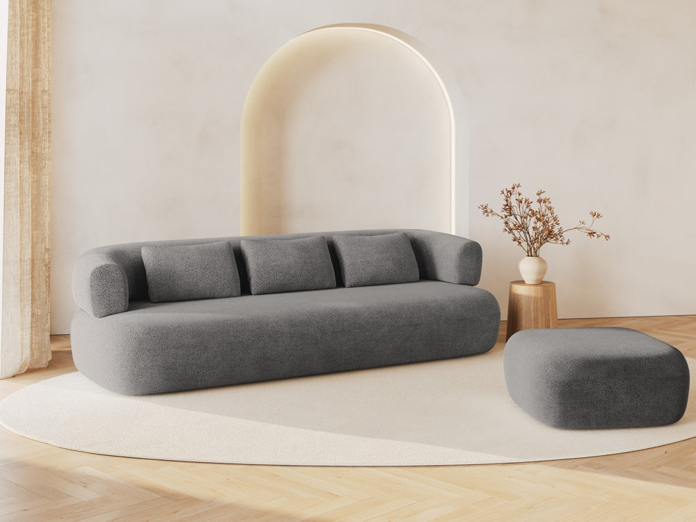 
Designer Ottoman "Estro" - Bouclé Light Gray