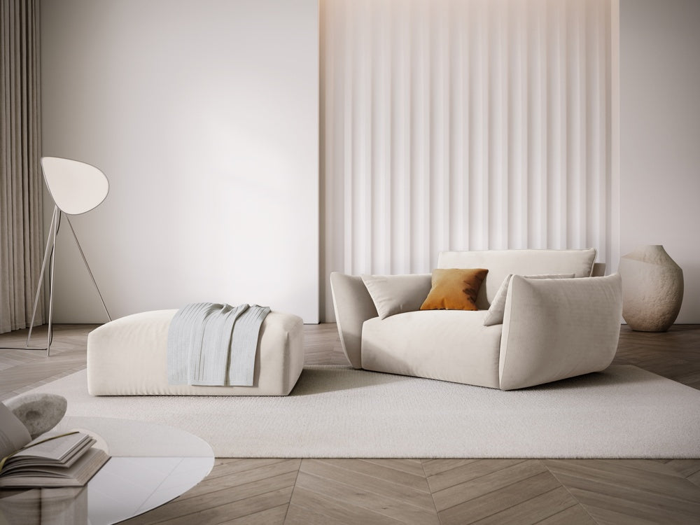 
Pouf design "Clau" - Velours Beige