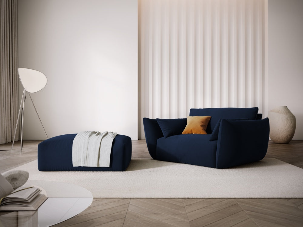 
Pouf design "Clau" - Velours bleu roi